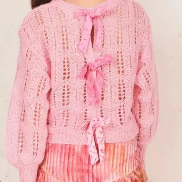 LoveShackFancy Sweaters Loveshackfancy Eugenia Pink Sweater